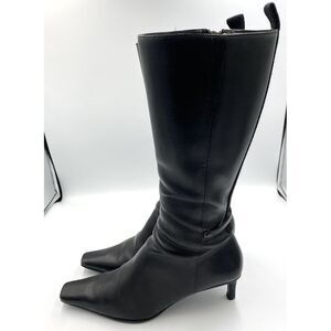 Gucci Black Leather Knee-High Heeled Boots